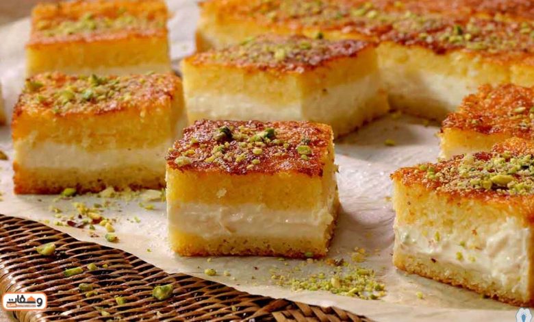 طريقة البسبوسة السادة وبالقشطة في 30 دقيقة