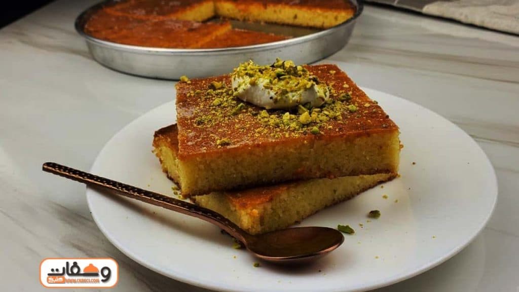 بسبوسة بالحليب بدون قشطة